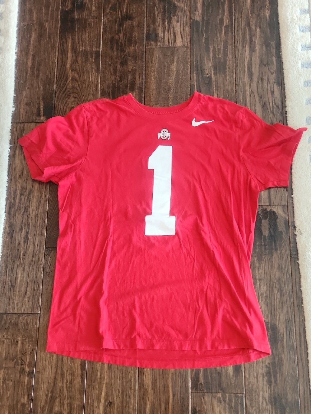 Nike Red Tee with White Number 1 and Logo
